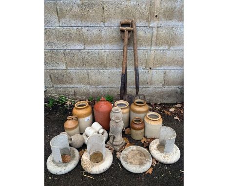 Earthenware jars, hand tools &amp; other garden ware