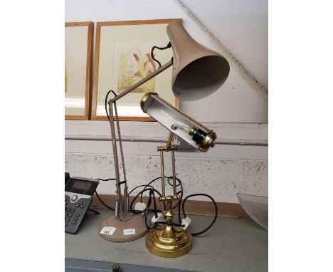 Retro angle poise lamp &amp; a modern bankers lamp