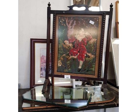 Bevel edged mirrors, firescreen &amp; other framed pictures