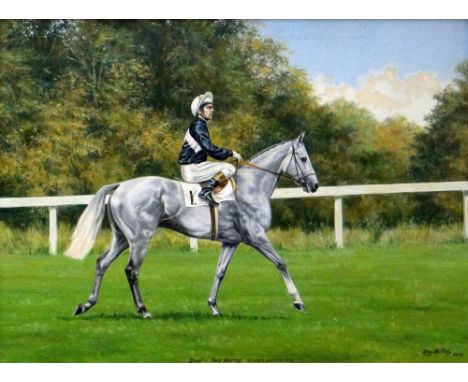 ROY MILLER oil on canvas - portrait of 'Bruni & rider Tony Murray', St Leger winners 1975, signed and dated 1976, 44 x 59cms