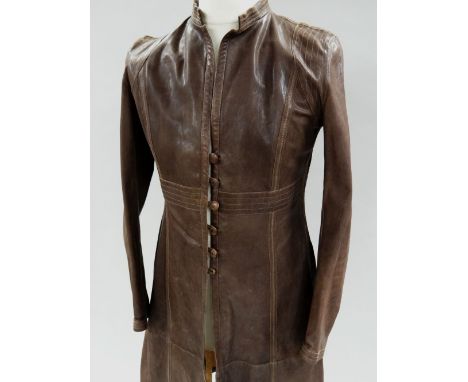 A MID TWENTIETH CENTURY EMPORIO ARMANI LIZARD SKIN LADIES COAT (missing bottom button)