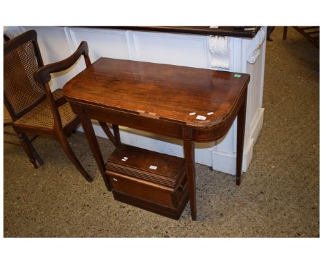 19TH CENTURY MAHOGANY AND SATINWOOD BANDED FOLD OVER CARD TABLE