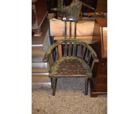 GOOD QUALITY MODERN PARTIALLY PAINTED RUSTIC STYLE STICK BACK CHAIR
