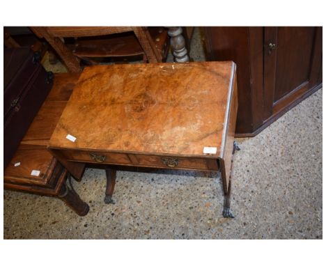 REPRODUCTION WALNUT SMALL PROPORTIONED SOFA TABLE WITH TWO DRAWERS