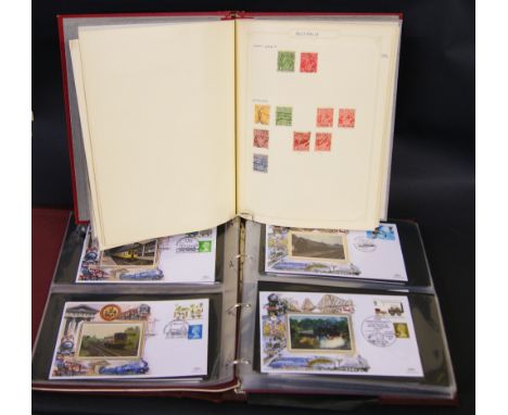 Album of railway First Day Covers and an album of predominantly British stamps