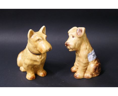 Sylvac, two similar salt-glazed ceramic dogs
