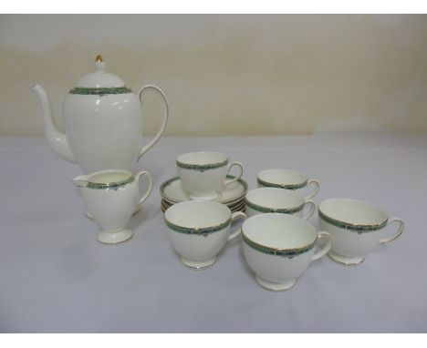 Wedgwood Jade coffee set to include coffee pot, milk jug, cups and saucers (14)