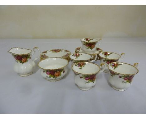 Royal Albert Old Country Roses teaset to include milk jug, sugar bowl, six plates, six saucers, five cups