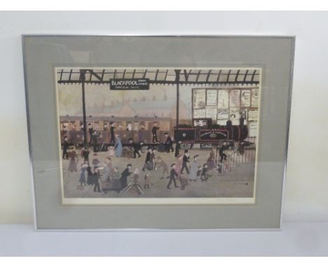 Helen Bradley a signed lithograph of Blackpool Station, 39.5 x 56.5cm
