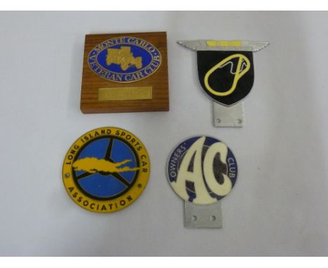 Four enamel motoring badges to include Brooklands and Monte Carlo Veteran Car Club (4)