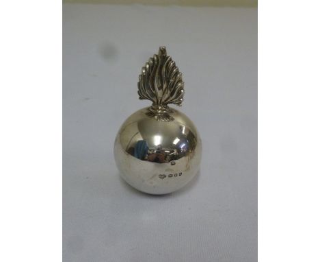 A regimental silver cigar lighter of globular form with screw off flame finial, London 1937 by the Goldsmiths and Silversmith