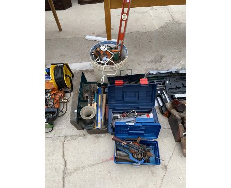 FOUR TOOLBOXES AND VARIOUS TOOLS 