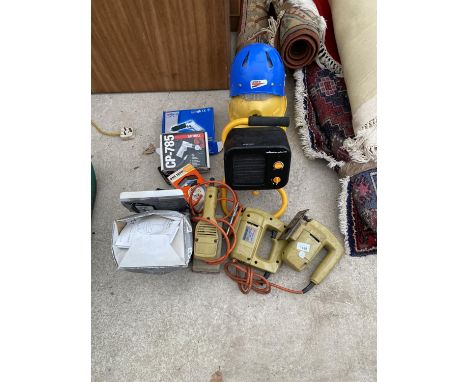 VARIOUS TOOLS - TWO PNEUMATIC DRILLS, TWO JIGSAWS, SANDER ETC 