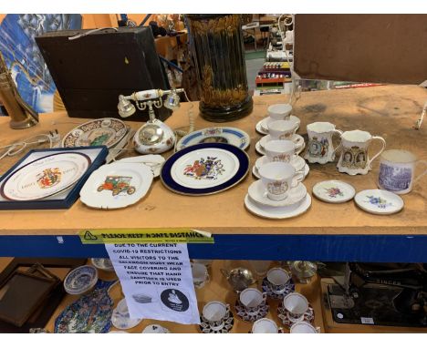 AN ASSORTMENT OF CERAMIC WARE TO INCLUDE A ROYAL ALBERT TELEPHONE AND A ROYAL WORCESTER COMMEMORATIVE 'DRUG CLUB' PLATE ETC 