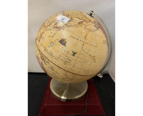 A WORLD GLOBE WITH INTERNAL LIGHT 