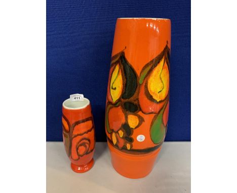 TWO POOLE POTTERY VASES MARKED TO BASE (SEE PHOTOGRAPHS) 
