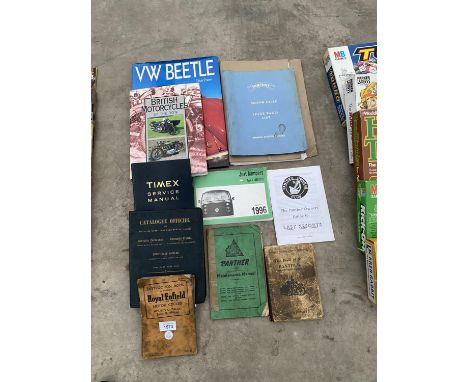 VARIOUS VINTAGE MOTORCYCLE AND CAR MANUALS 