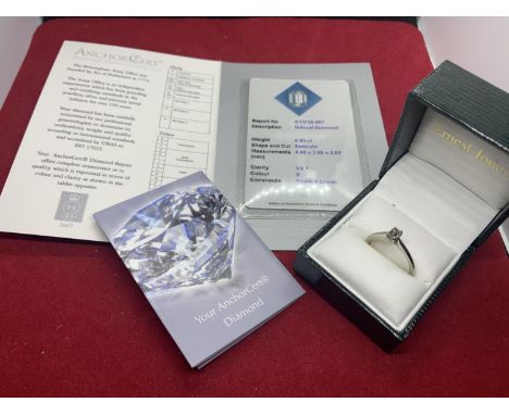 A PLATINUM EMERALD CUT DIAMOND SOLITAIRE RING 0.43 CARAT CLARITY: VS1 COLOUR: K SIZE: O 