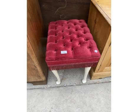 A MODERN CABRIOLE LEG STOOL 
