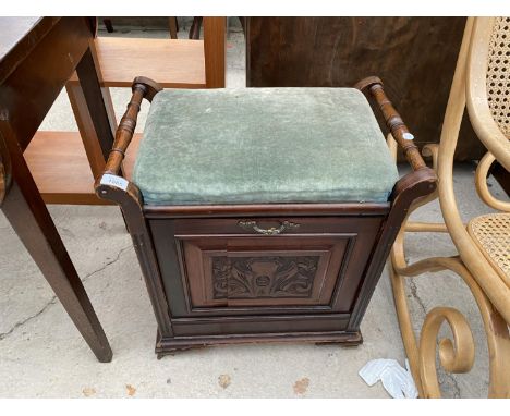 A LATE VICTORIAN MAHOGANY PIANO STOOL 