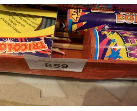 A BOX OF ASSORTED VINTAGE FIREWORKS 