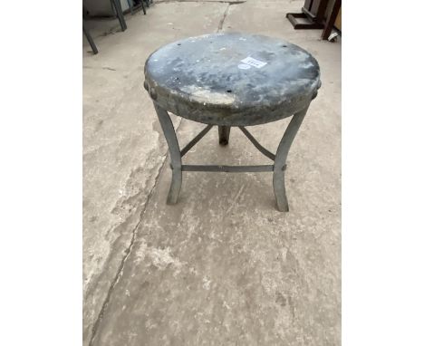 A VINTAGE GALVANISED STOOL 