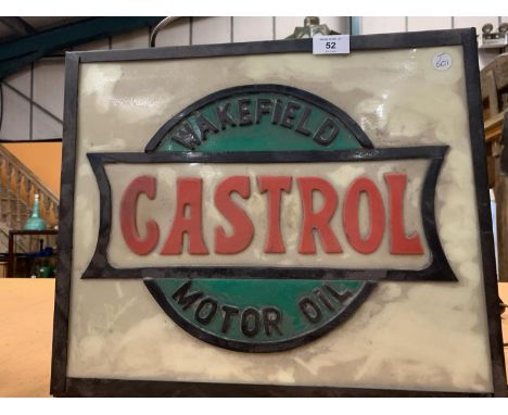 A 'WAKEFIELD CASTROL MOTOR OIL' ILLUMINATED LIGHT BOX ADVERTISING SIGN 