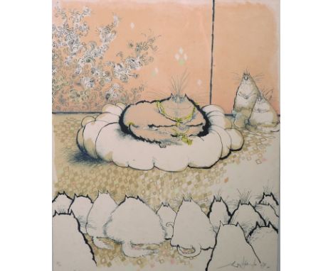 Ronald Searle (1920 - 2011)  British. "The Guru", Lithograph, Signed, Inscribed and numbered 25/99 in Pencil, stamped 'Michel