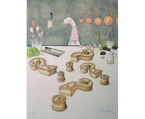 Ronald Searle (1920 - 2011)  British. "Quo Vadis", Lithograph, Signed, Dated 1984, Inscribed and numbered 121/150 in Pencil, 