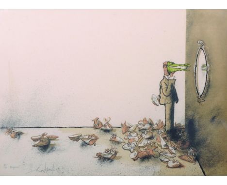 Ronald Searle (1920 - 2011)  British. "Everyman", Lithograph, Signed, Inscribed and numbered 28/99 in Pencil, stamped 'Michel