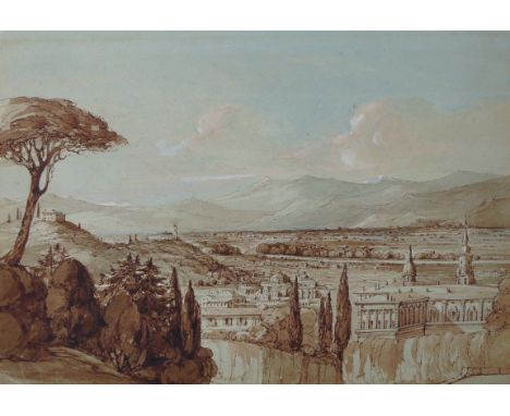 19th Century English School. "Florence from the Boboli Gardens, Watercolour and Wash, Inscribed with Title, 10.5" x 13.75". P