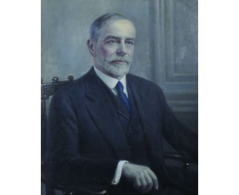 20th Century English School. Portrait of a Bearded Man, Oil on Canvas, Indistinctly Signed, 30" x 25".