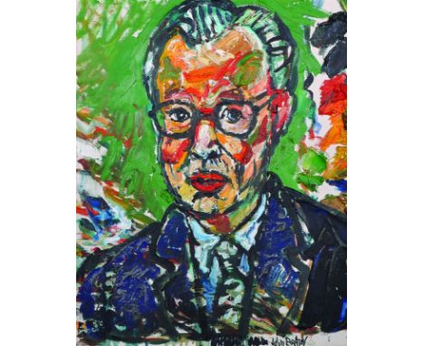 John Randall Bratby (1928-1992) British. Portrait of Sir Charles Villiers, Oil on Canvas, Signed, Inscribed on the reverse, 2