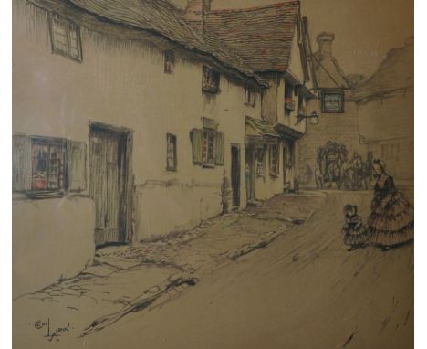 Cecil Aldin (1870-1935) British. 'The George, Dorchester, Oxon', Lithograph, Signed in Pencil, overall 15.5" x 16.5", togethe