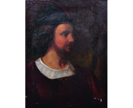 Circle of David Wilkie (1785-1841) British. 'Orlando', Bust Portrait of a Man, Oil on Canvas, Inscribed on the reverse, Unfra
