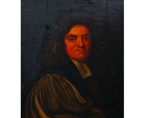 18th Century English School. Portrait of Simon Digby, Bishop of Elphin, Oil on Canvas, Inscribed on Label verso, 23" x 18.5".