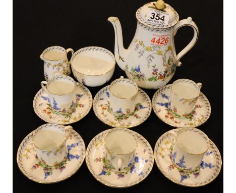 Tuscan painted and enamelled ceramic coffee set. Not available for in-house P&amp;P, contact Paul O'Hea at Mailboxes on 01925