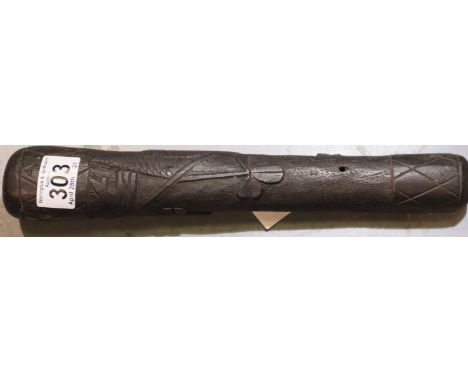 Irish Bog oak fishing priest, L: 31 cm. P&amp;P Group 2 (£18+VAT for the first lot and £3+VAT for subsequent lots) 