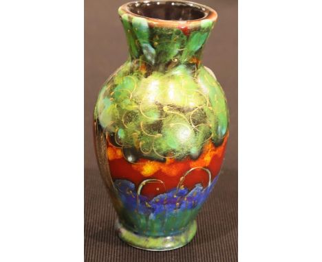 Anita Harris vase in the Bluebell Wood pattern, signed in gold, H: 13 cm. P&P Group 1 (£14+VAT for the first lot and £1+VAT f