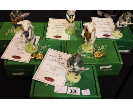 Six Beswick ceramic figurines; The Pig Prom, some with certificates, all with original boxes. H: 13cm. P&amp;P Group 3 (£25+V