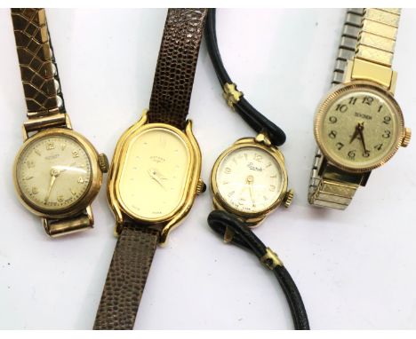 9ct gold cased ladies Rotary wristwatch with further vintage ladies wristwatches. P&amp;P Group 1 (£14+VAT for the first lot 