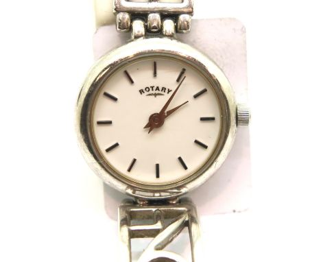 Silver ladies Rotary wristwatch with Rennie Mackintosh style silver bracelet. P&P Group 1 (£14+VAT for the first lot and £1+V