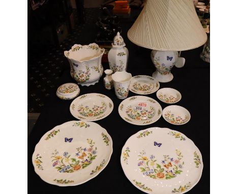 Twelve Aynsley Cottage Garden items and a lamp. Not available for in-house P&amp;P, contact Paul O'Hea at Mailboxes on 01925 