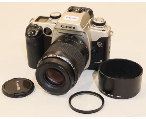 Canon 50E 35ml film camera with Canon 80 ? 200 lens, working at time of lotting.  P&amp;P Group 1 (£14+VAT for the first lot 