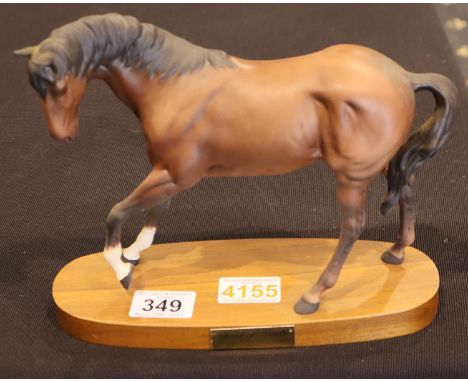 Royal Doulton horse, Spirit of Youth on a wooden base. H: 20cm. P&amp;P Group 3 (£25+VAT for the first lot and £5+VAT for sub