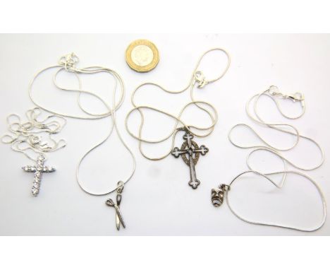 Four silver necklaces, combined 24g. P&amp;P Group 1 (£14+VAT for the first lot and £1+VAT for subsequent lots) 