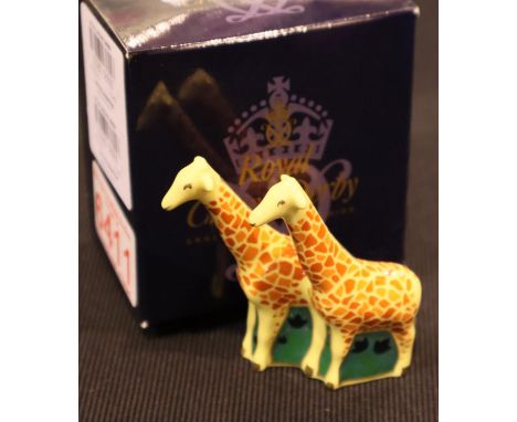 Royal Crown Derby boxed mini Giraffes, H: 8.5 cm. P&amp;P Group 1 (£14+VAT for the first lot and £1+VAT for subsequent lots) 