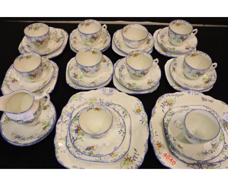 Thirty-two piece Sutherland China 1950s tea service.  Not available for in-house P&amp;P, contact Paul O'Hea at Mailboxes on 