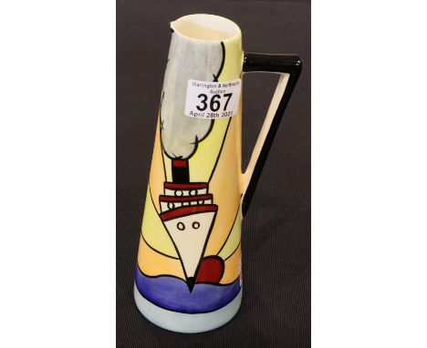 Lorna Bailey jug in the Cruise pattern, H: 23.5 cm. P&P Group 2 (£18+VAT for the first lot and £3+VAT for subsequent lots)Con