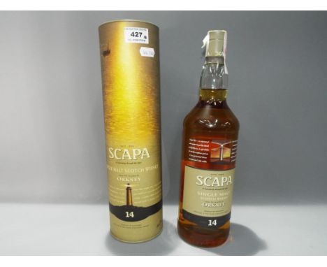 Scapa single malt Scotch whisky, Orkney, aged 14 years, 1 litre, 40 % ABV, contained in presentation tube.